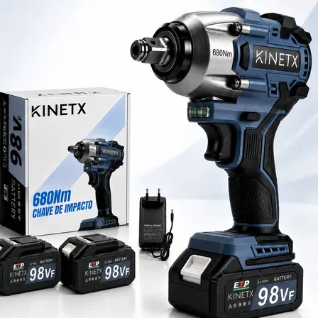 Chave De Impacto Parafusadeira 680nm Brushless 98v 2baterias Preto 127/220v