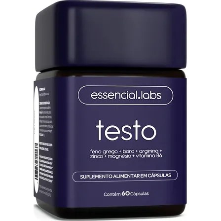 TESTO ESSENCIAL - Fórmula Exclusiva com Feno Grego + Boro + Arginina + ZMA + Vitamina B6 - 60 cápsulas - Precursor da Testosterona