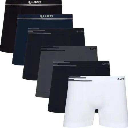 Kit 6 Cuecas Lupo Boxer Box Sem Costura Basic Microfibra