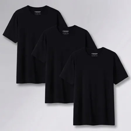 Kit 3 Camisetas  Light T-shirt Insider Preto M Lisa