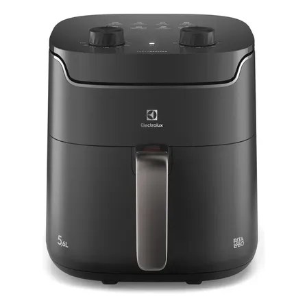 Air fryer Fritadeira Elétrica Electrolux sem oleo Rita Lobo 5,6L 8 receitas pré-sugeridas timer 60 minutos desligamento automático cesto removivel dupla camada antiaderente 1400W EAF40 Cinza
