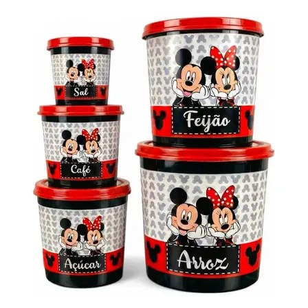 Jogo De Mantimentos Mickey C/5 Peças
