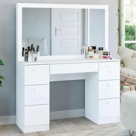 Penteadeira Ditália 7 Gavetas Pe-80 Branco Uv Acetinado
