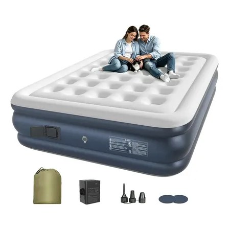 Ecozendsy Colchão Inflável Casal Queen Size com Bomba Recarregável Embutida para Camping 200x154x43cm