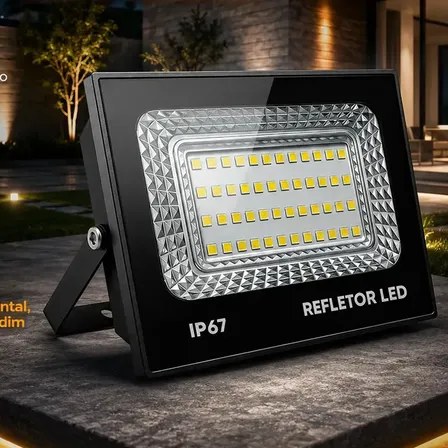 kit 2 Refletor Led 200w Holofote Bivolt Prova D'água Cor Branco Frio 6500k