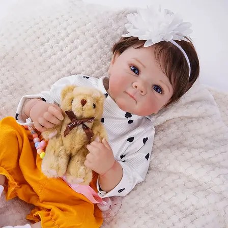 Brastoy Bebê Reborn Boneca Totalmente Lavável 48Cm Menina Silicone Realistas E Acessórios Completos Para Coleção