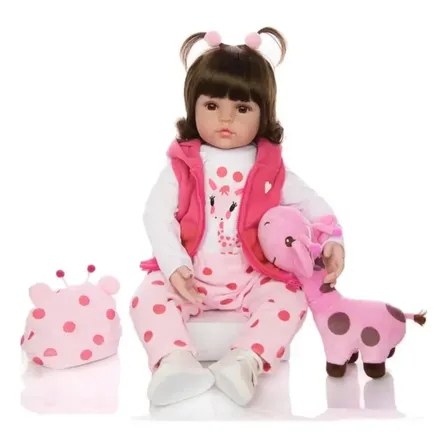 Boneca Bebê Reborn Girafinha Banho Silicone Realista