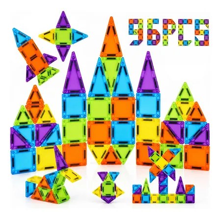 Blocos Magnéticos 96 Ou 130 Pçs Brinquedo Educativo Infantil 96