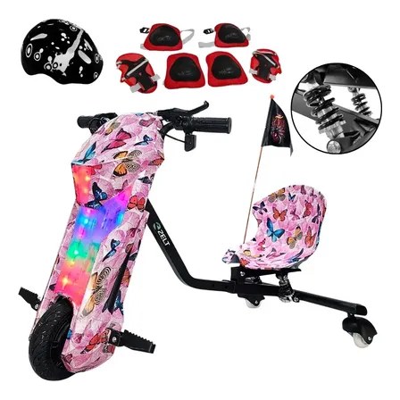 Triciclo Patinete Drift com Amortecedor Roda Grande 8 Pol Elétrico 36v 20km/h Até 120kg Rosa Zelt