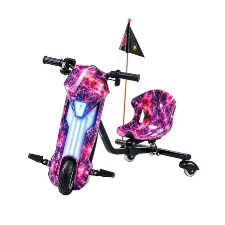 Triciclo Elétrico Drift Infantil 350w Potente 3 Velocidades até 100kg Bluetooth Led Skide Maxi Voltz - Rosa