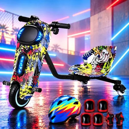 Patinete Triciclo Infantil Drift Elétrico Brinquedo 100kg Azul