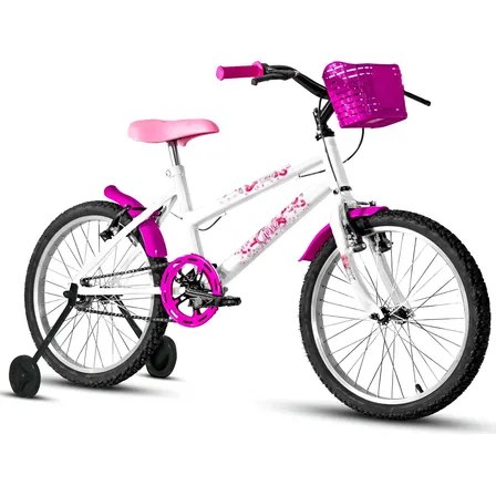 Bicicleta Aro 20 Infantil Feminina C/ Rodas De Treinamento
