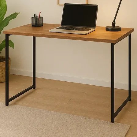 Escrivaninha Industrial 90cm Mesa Estudo Aparador  Aço Mdf