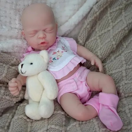 Bebê Reborn Boneca 35cm Menina Silicone Sólido Realista