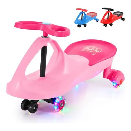 Carrinho Rolimã Car Drift Infantil Volante Gira 360° Triciclo Com Roda Led Colorido Cor Rosa JustFun Brinquedos