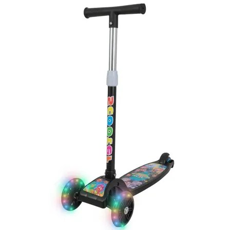 Patinete Infantil 3 Rodas Com Led Dobrável Menino Menina Preto