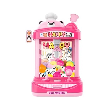 Mini Máquina De Pegar Bichinhos Brinquedo Infantil Garra Eletrônica Som e Luz Happy Time Maxi Toys - Rosa