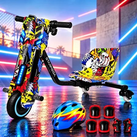 Patinete Triciclo Infantil Drift Elétrico Brinquedo 100kg Desenhado