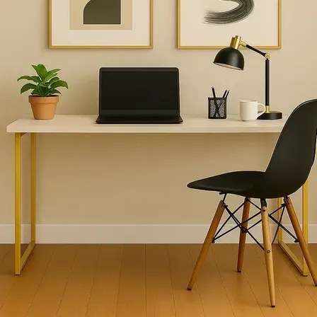 Escrivaninha Industrial 110cm  Mesa Estudo Aparador Pés Aço