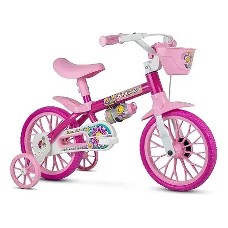 Bicicleta Infantil Aro 12 Nathor Flower Rosa Menina 2-5 Anos Rosa