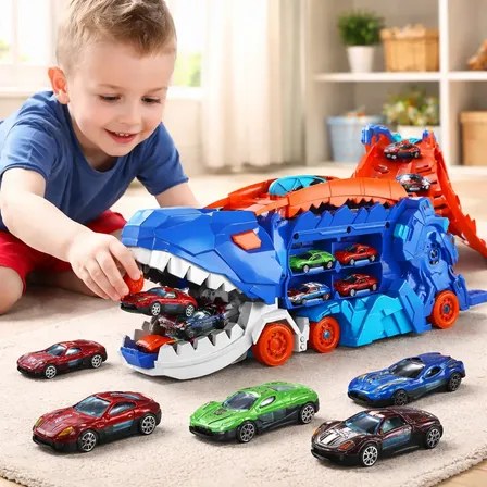 Caminhão De Transporte De Dinossauro De Brinquedo W Com K Azul