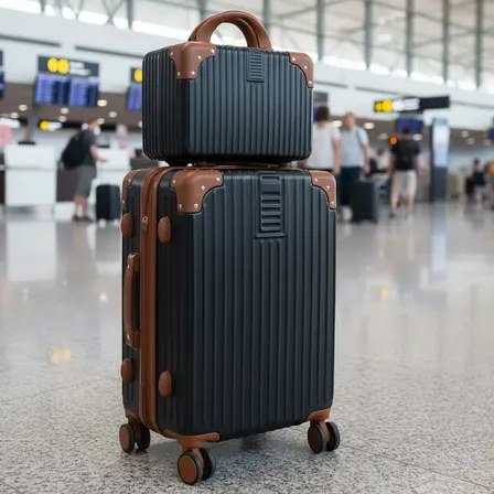 Mala De 10kg Bordo De Mão Bloguerinha Com Frasqueira Viaggio Preto Com Bege Listras