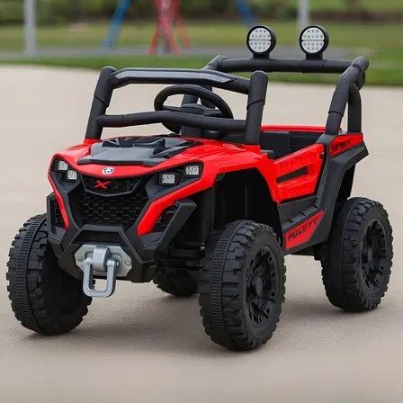 Carro Jipe Elétrico Infantil Controle Remoto Pedal Sons Cor Vermelho