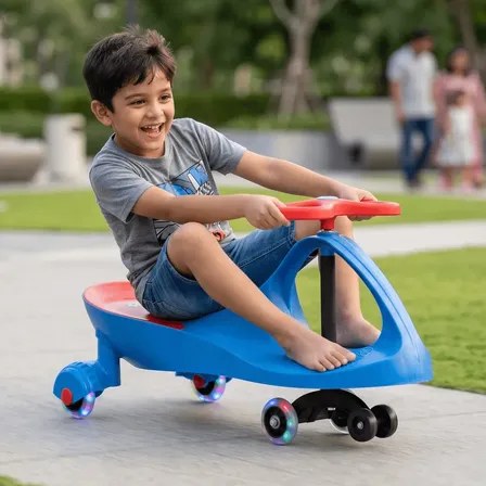 Carrinho Rolimã Car Drift Infantil Volante Gira 360° Triciclo Com Roda Led Colorido Cor Azul JustFun Brinquedos