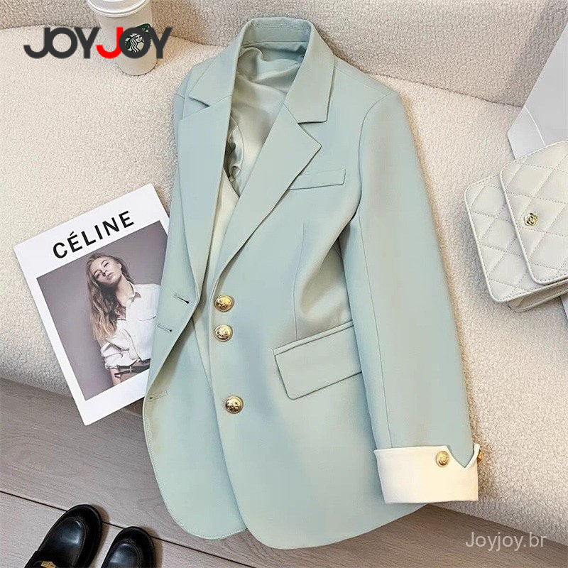 Jaqueta Casual Feminina Estilo Coreano, Novo Design de Alta Qualidade – Azul, Tamanho Pequeno